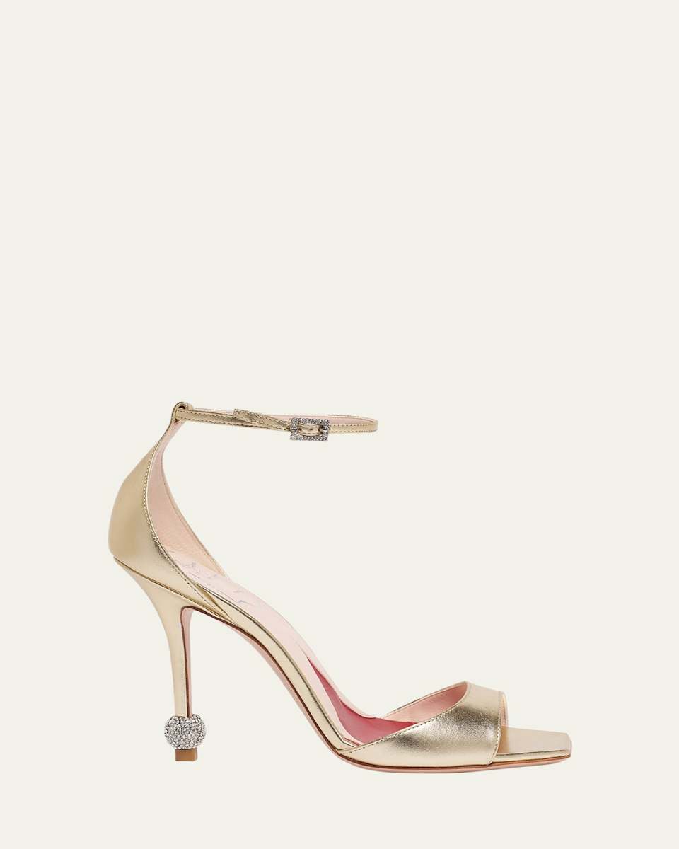 Marlene Leather Crystal-Heel Sandals